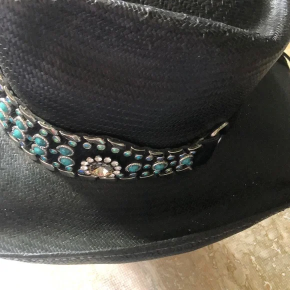 Bullhead Black and Blue Western Hat with Decorative Band - Picture 3 of 12